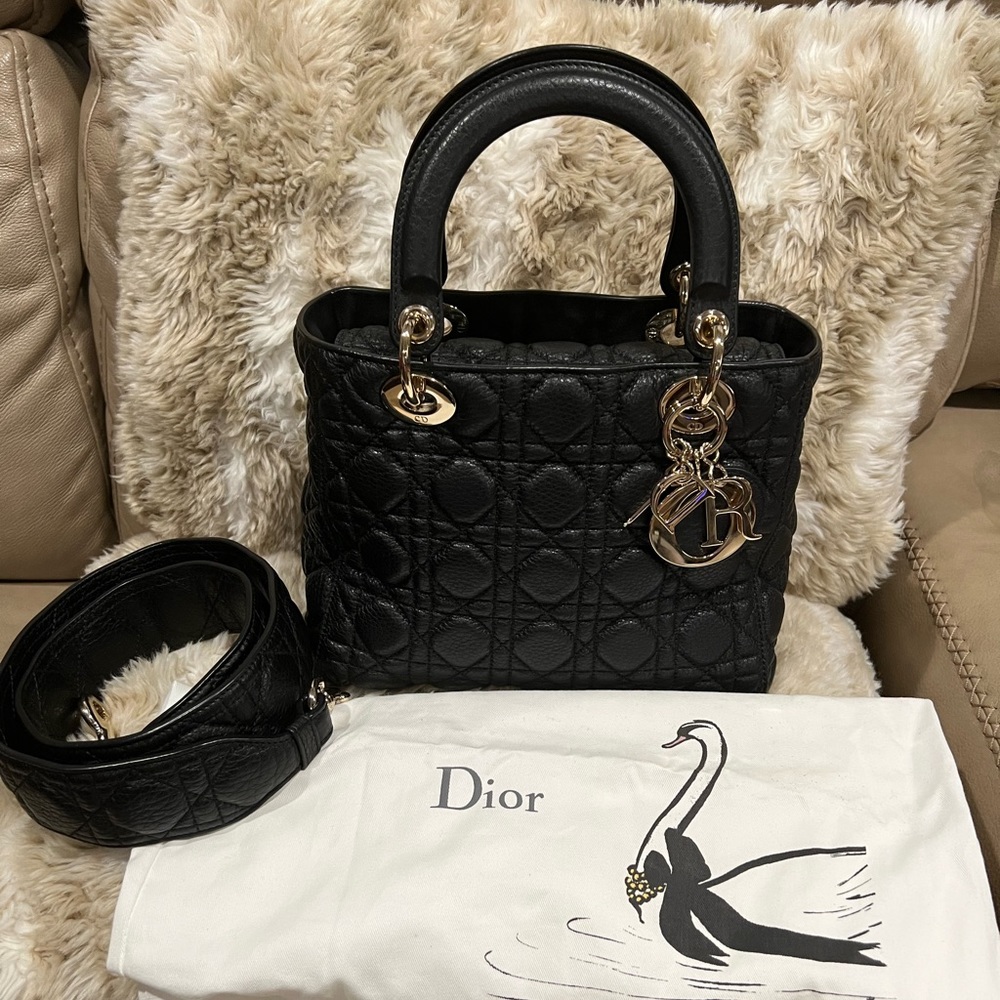 Authentic Leather Lady Dior Medium Size